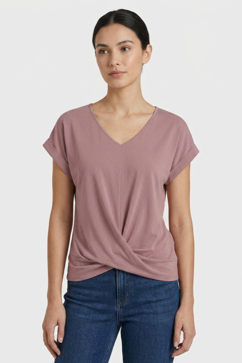 Women's T-Shirt with V-Neck and Short Sleeves
