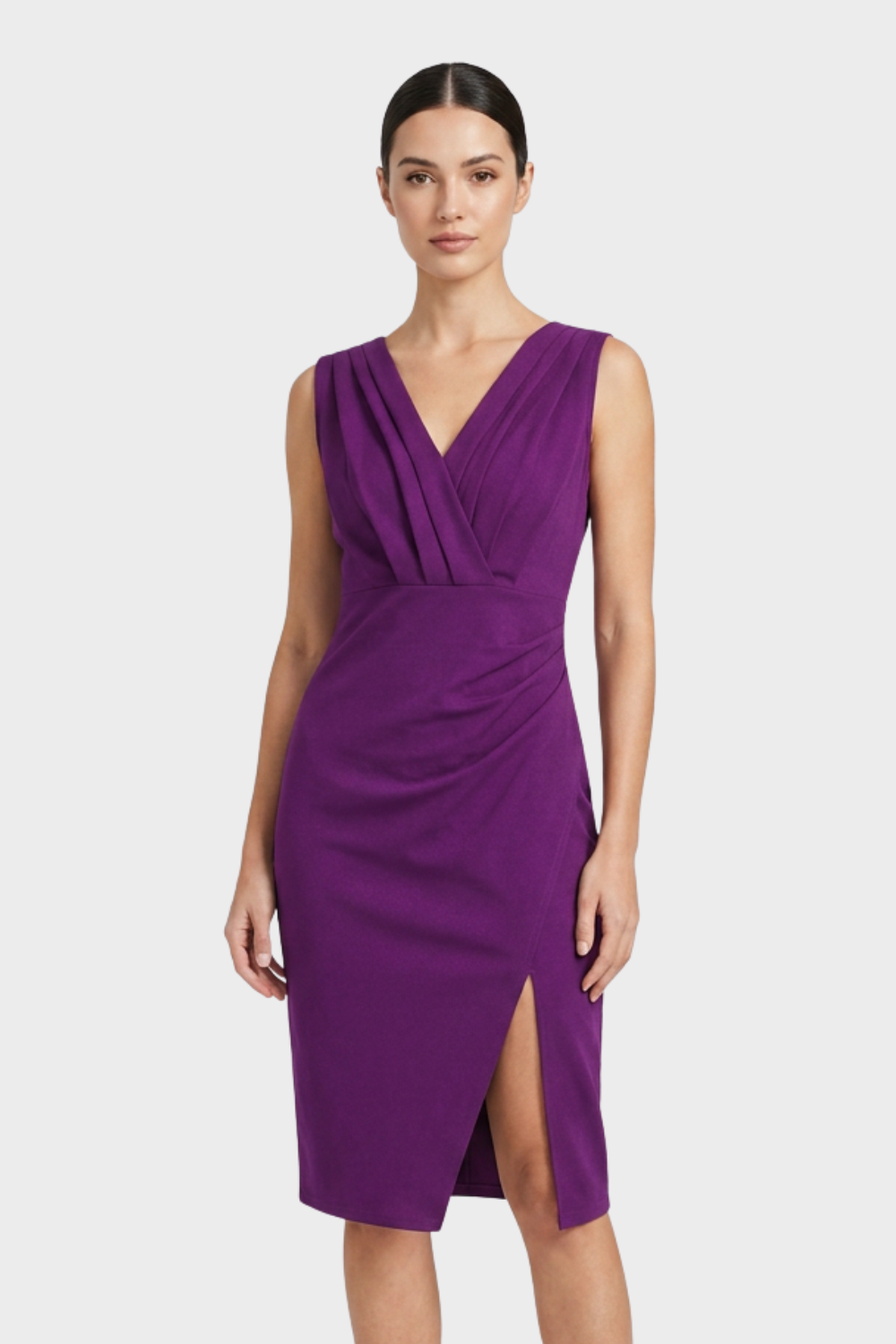 Fitted Dress for Women with V-Neck and Slit