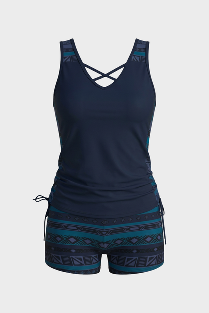 Women's Printed Tankini Swimsuit | V Neck