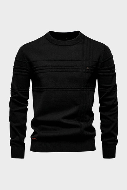 Men's Striped Crew Sweater | Ribbed Trim