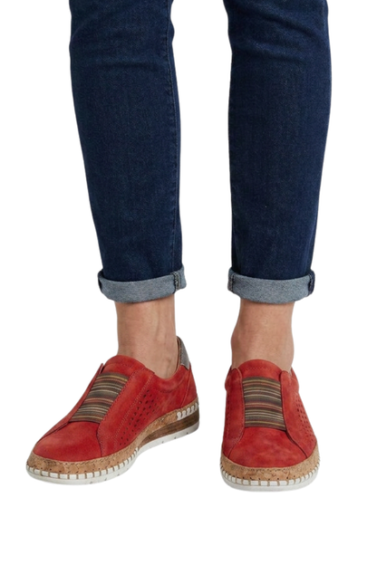 Women's Slip-On Shoes with Elastic Insert and Perforated Design