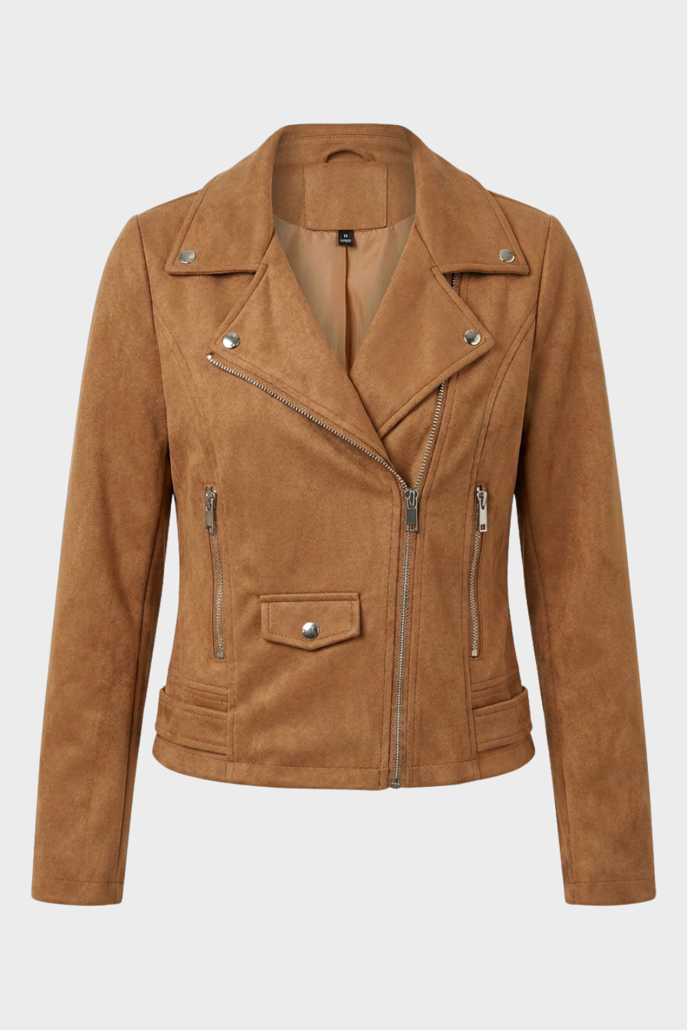 Women's Leather Biker Jacket with Zip