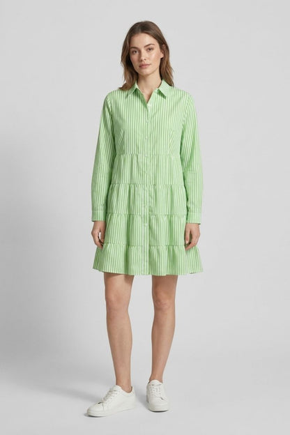 Women's Shirt Dress with Stripes and Button Placket