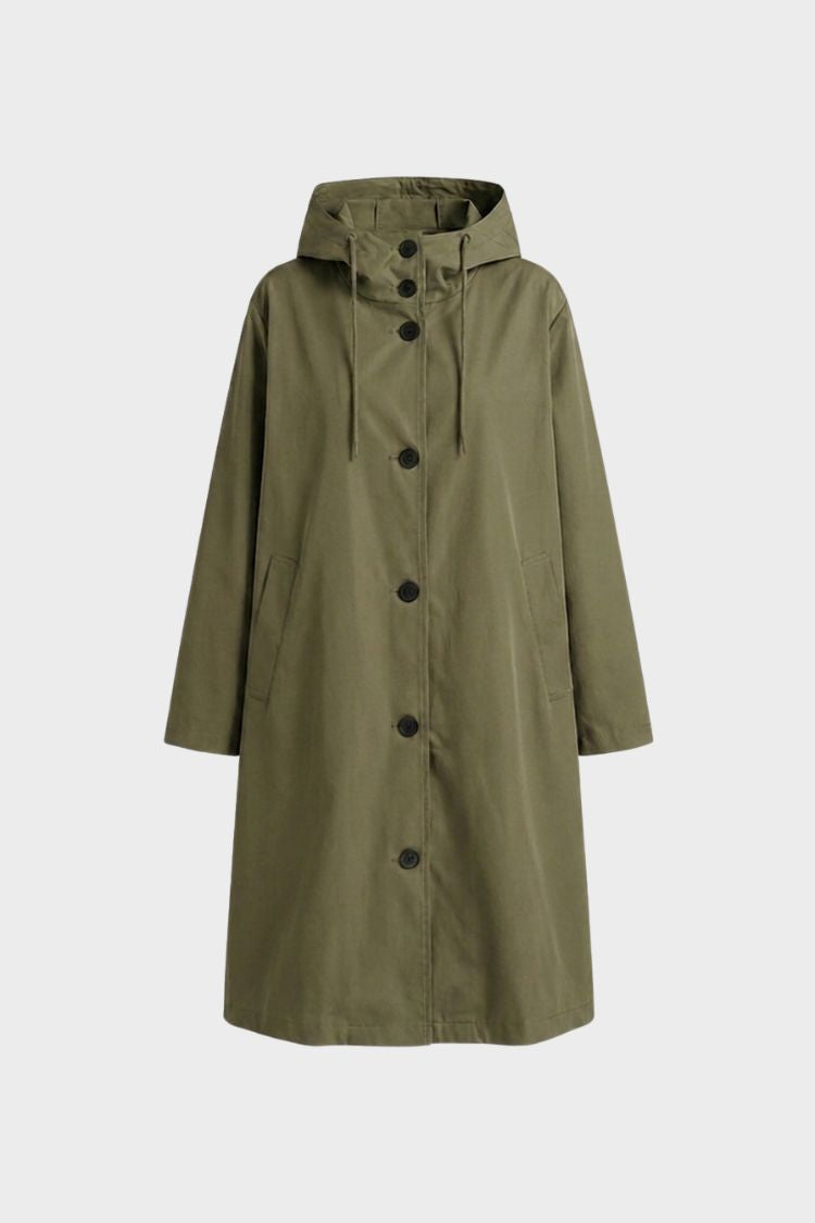 Women's Hooded Raincoat | Button-Front