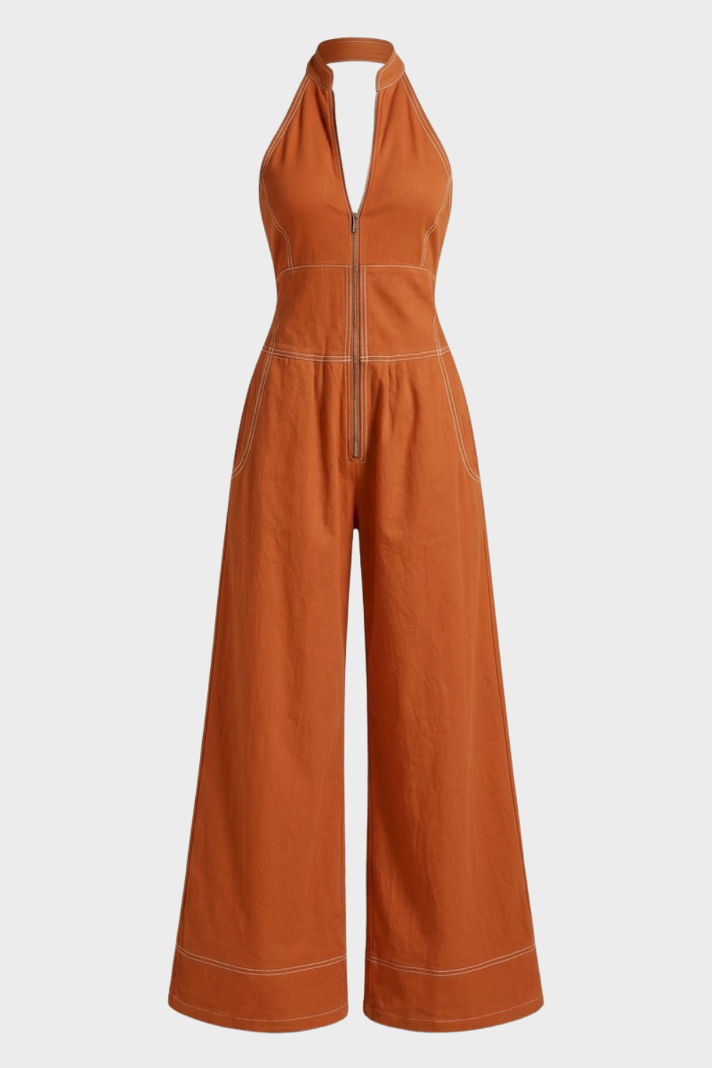 Women's Zip-Front Jumpsuit | Halter