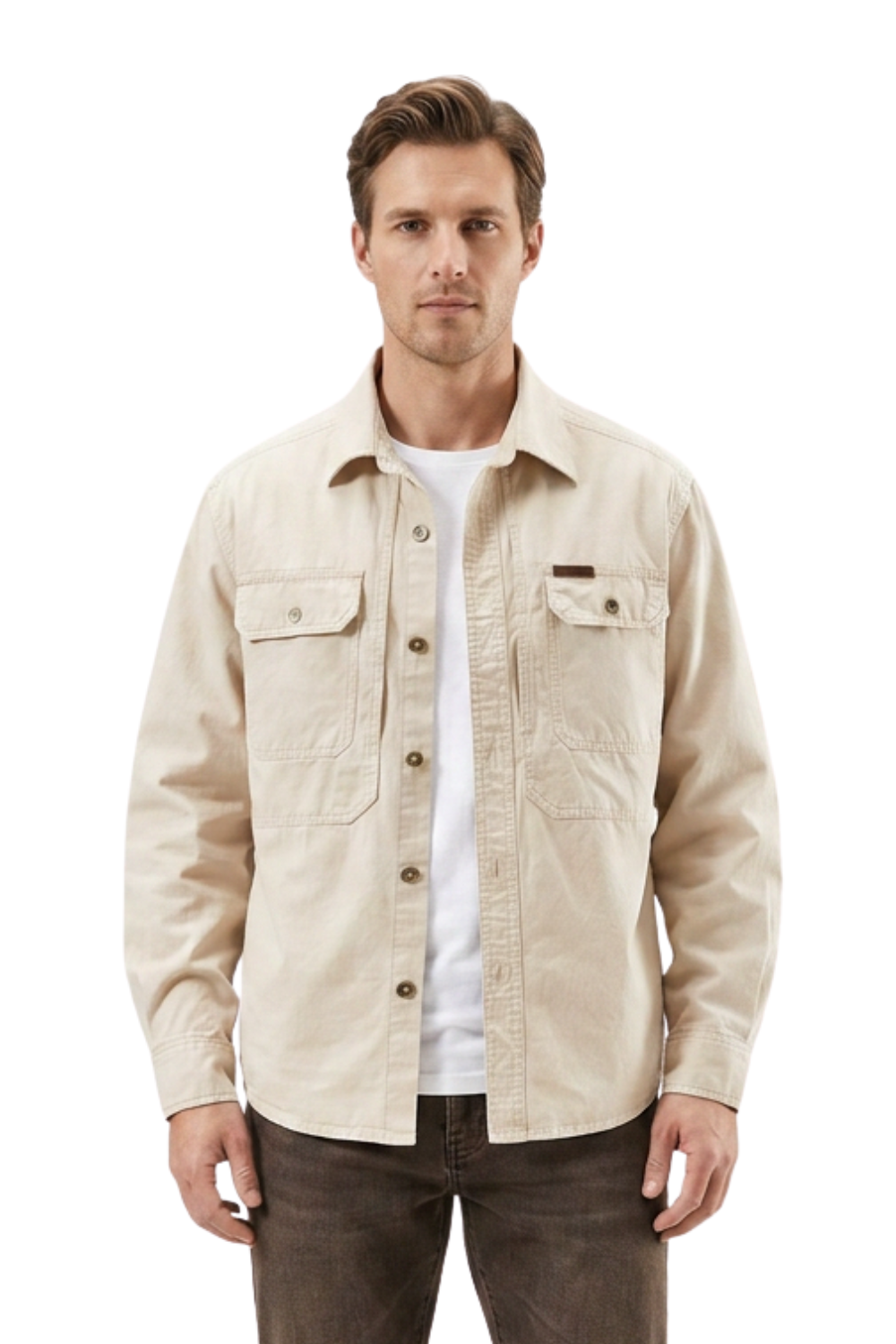 Men's Shirt with Chest Pockets and Button Placket