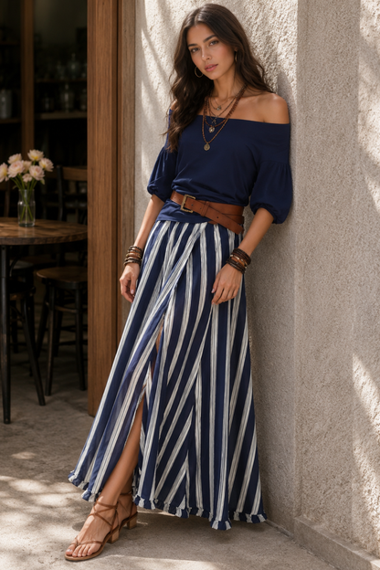 Women's Boho Skirt Set | Off-Shoulder