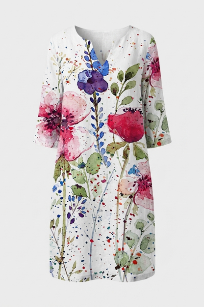 Women's Floral Shift Dress | Split V