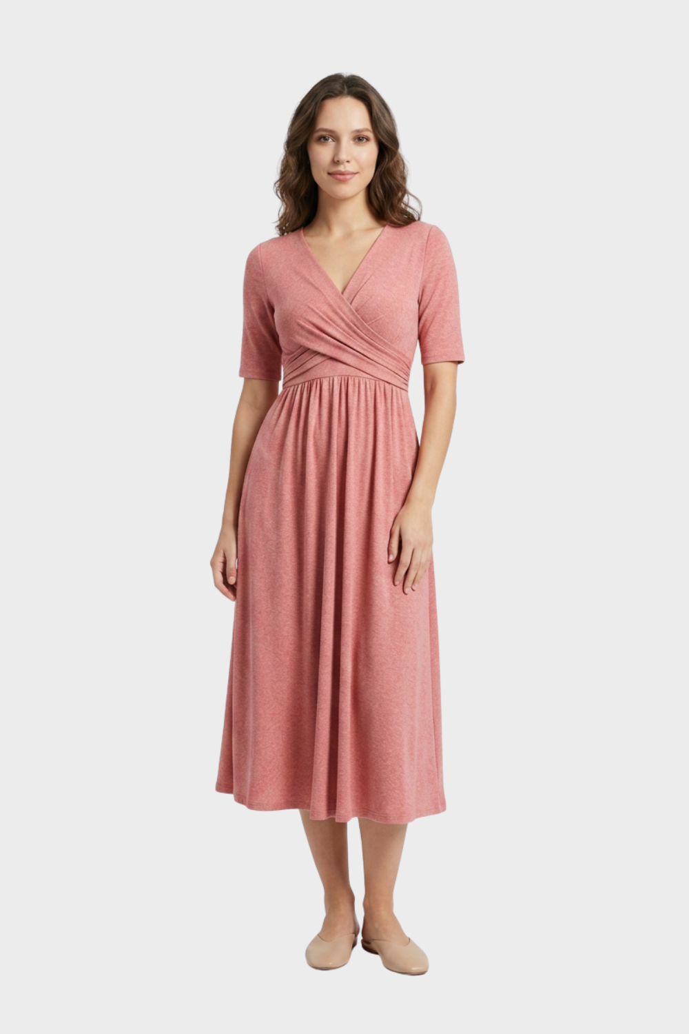 Women's Wrap Midi Dress | V-Neck