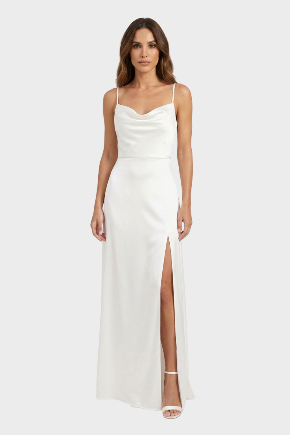 Women's Cowl-Neck Satin Maxi | Slit