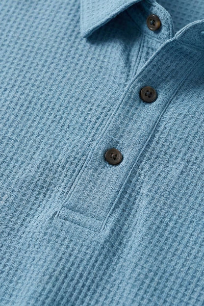 Men's Short Sleeve Polo Shirt with Button Placket