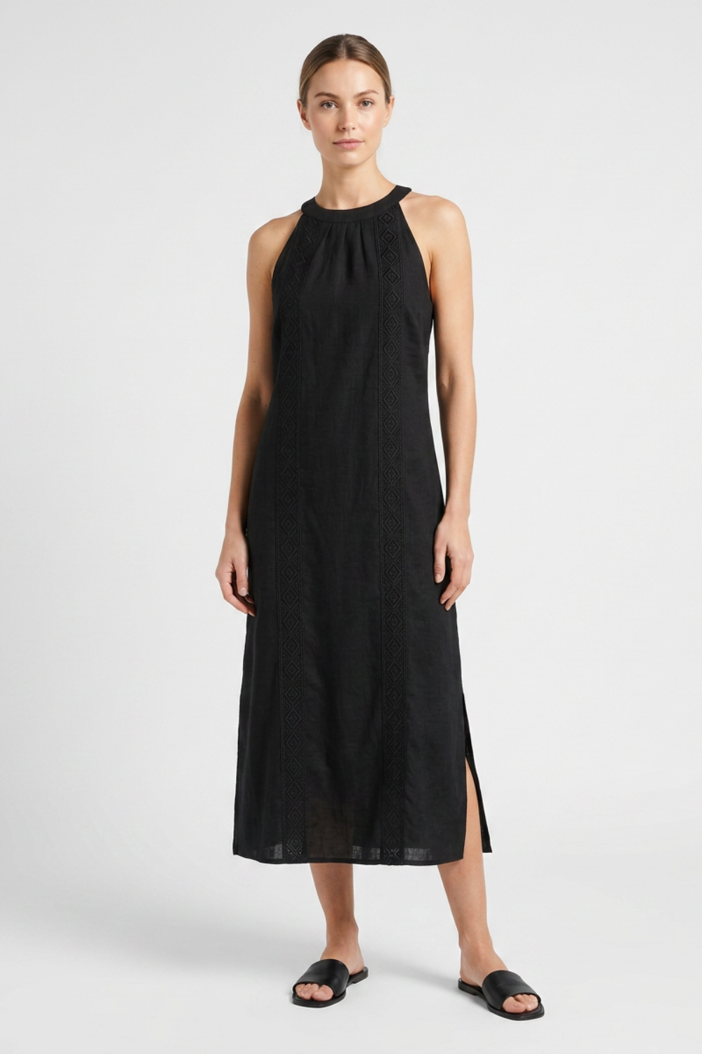 Women's Lace-Trim Linen Maxi | Slit