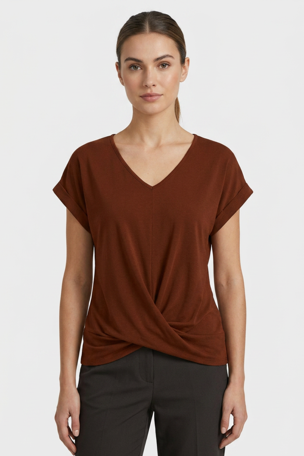 Women's T-Shirt with V-Neck and Short Sleeves