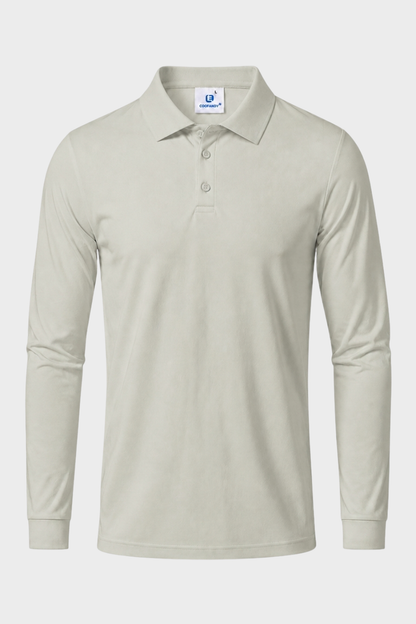 Men's Long Sleeve Polo Shirt with Button Placket