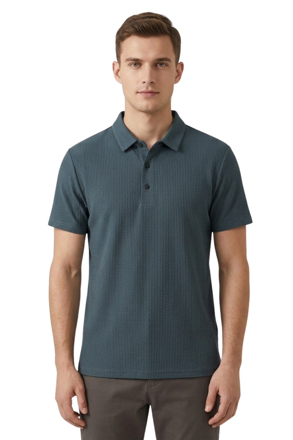 Men's Short Sleeve Polo Shirt with Button Placket
