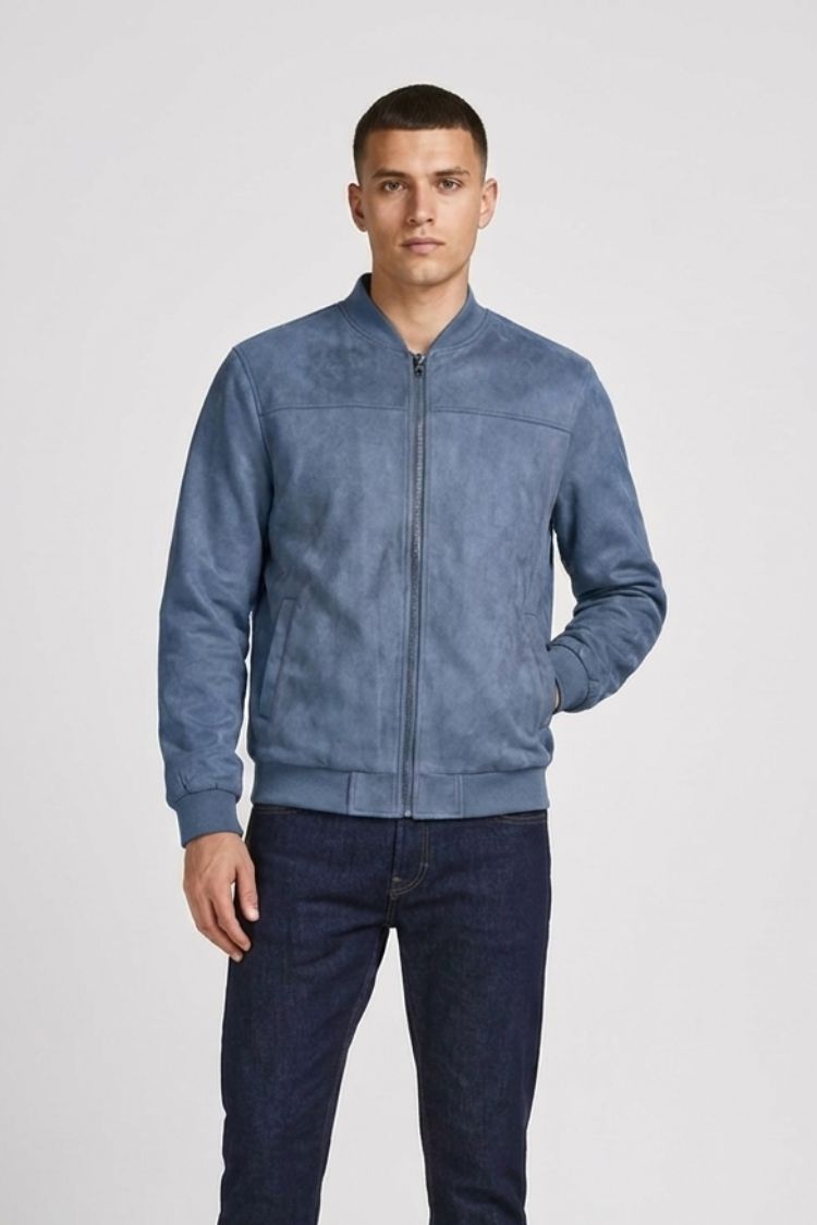 Men's Jacket with Zip and Stand-Up Collar