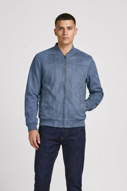 Men's Jacket with Zip and Stand-Up Collar