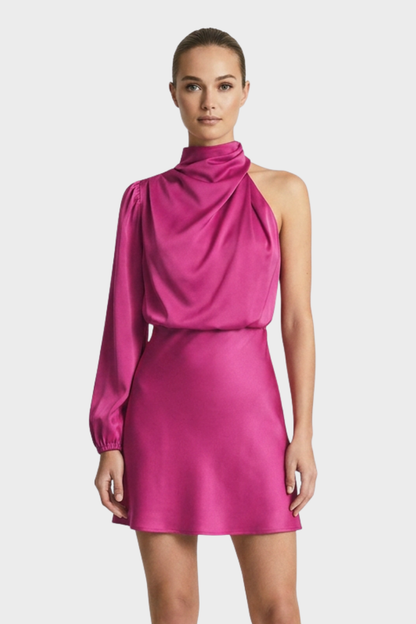 Women's Long Sleeve Dress with Stand-Up Collar
