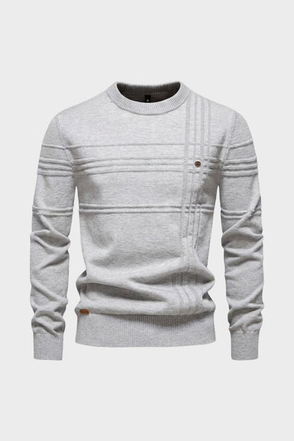 Men's Striped Crew Sweater | Ribbed Trim