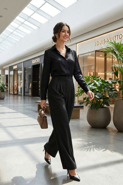 Wide-Leg Trousers for Women with High Waist