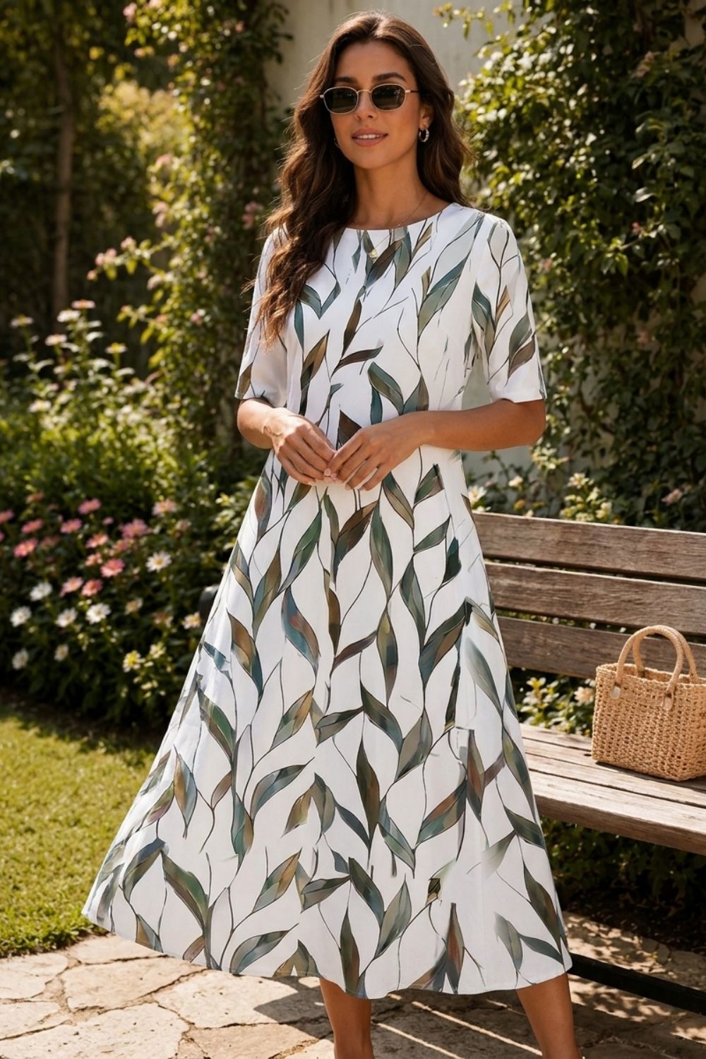 Women's Floral Linen Midi | Pockets