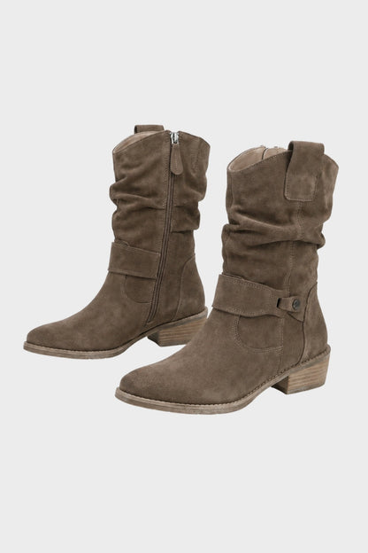 Women's Calf-Length Boots | Buckle Straps & Low Heels