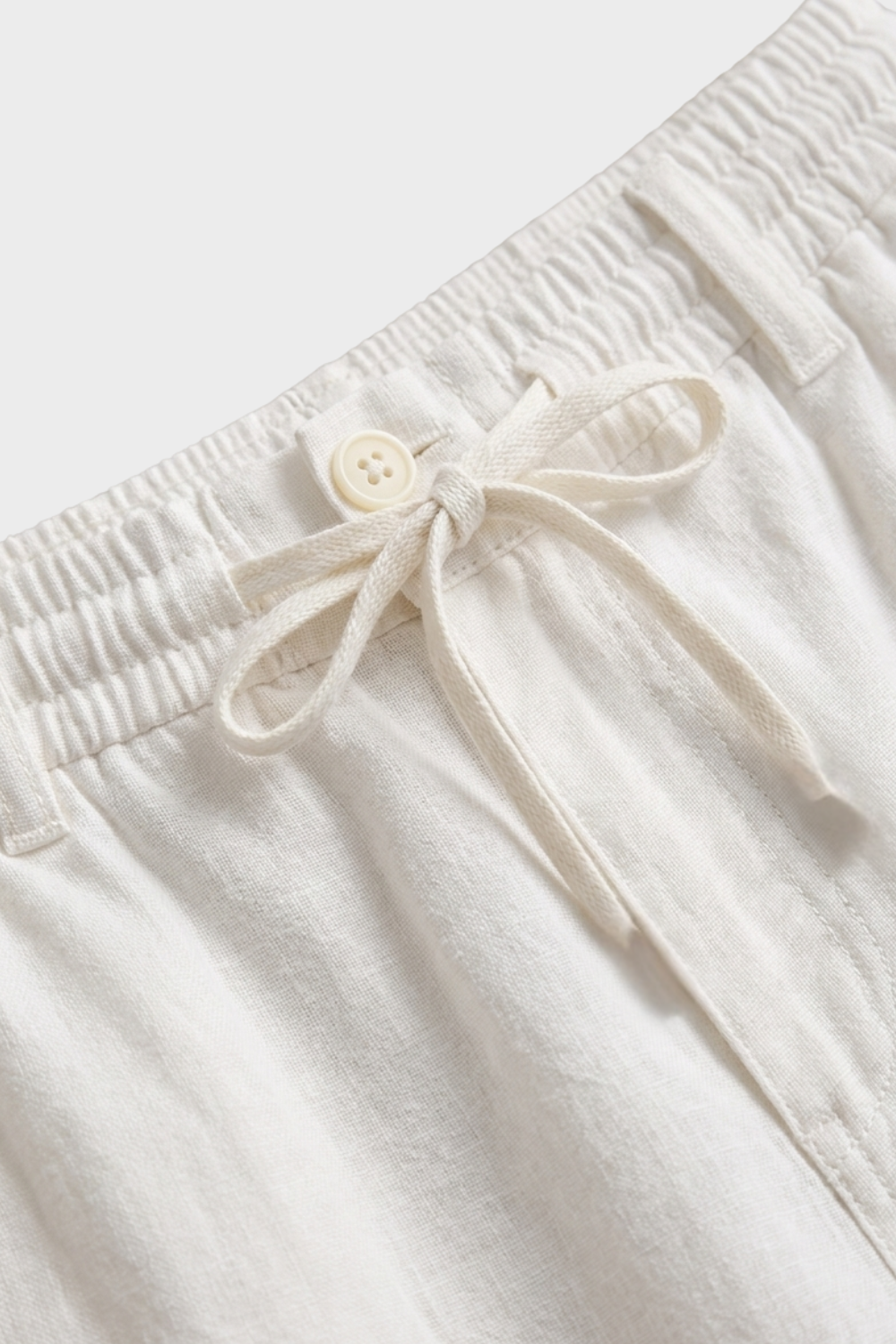 Men's Linen Trousers with Elastic Waistband and Drawstring