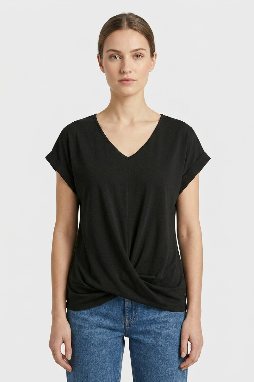 Women's T-Shirt with V-Neck and Short Sleeves