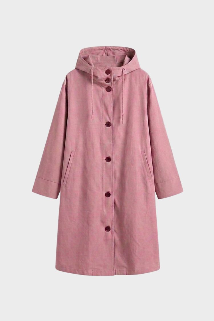 Women's Hooded Raincoat | Button-Front