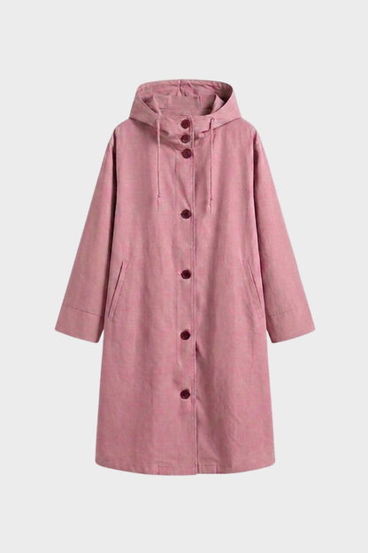 Women's Hooded Raincoat | Button-Front