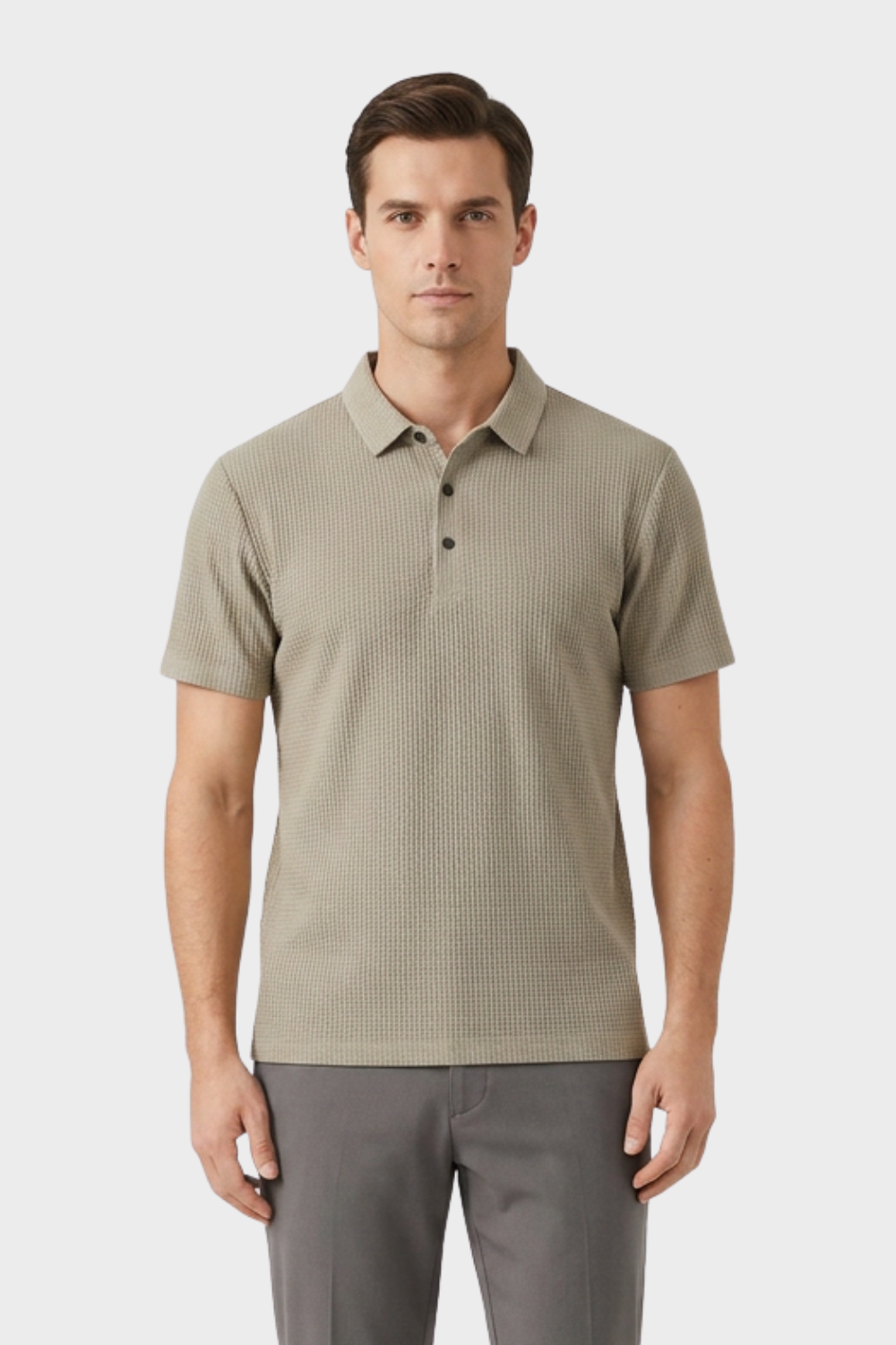 Men's Short Sleeve Polo Shirt with Button Placket