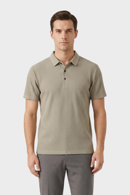 Men's Short Sleeve Polo Shirt with Button Placket