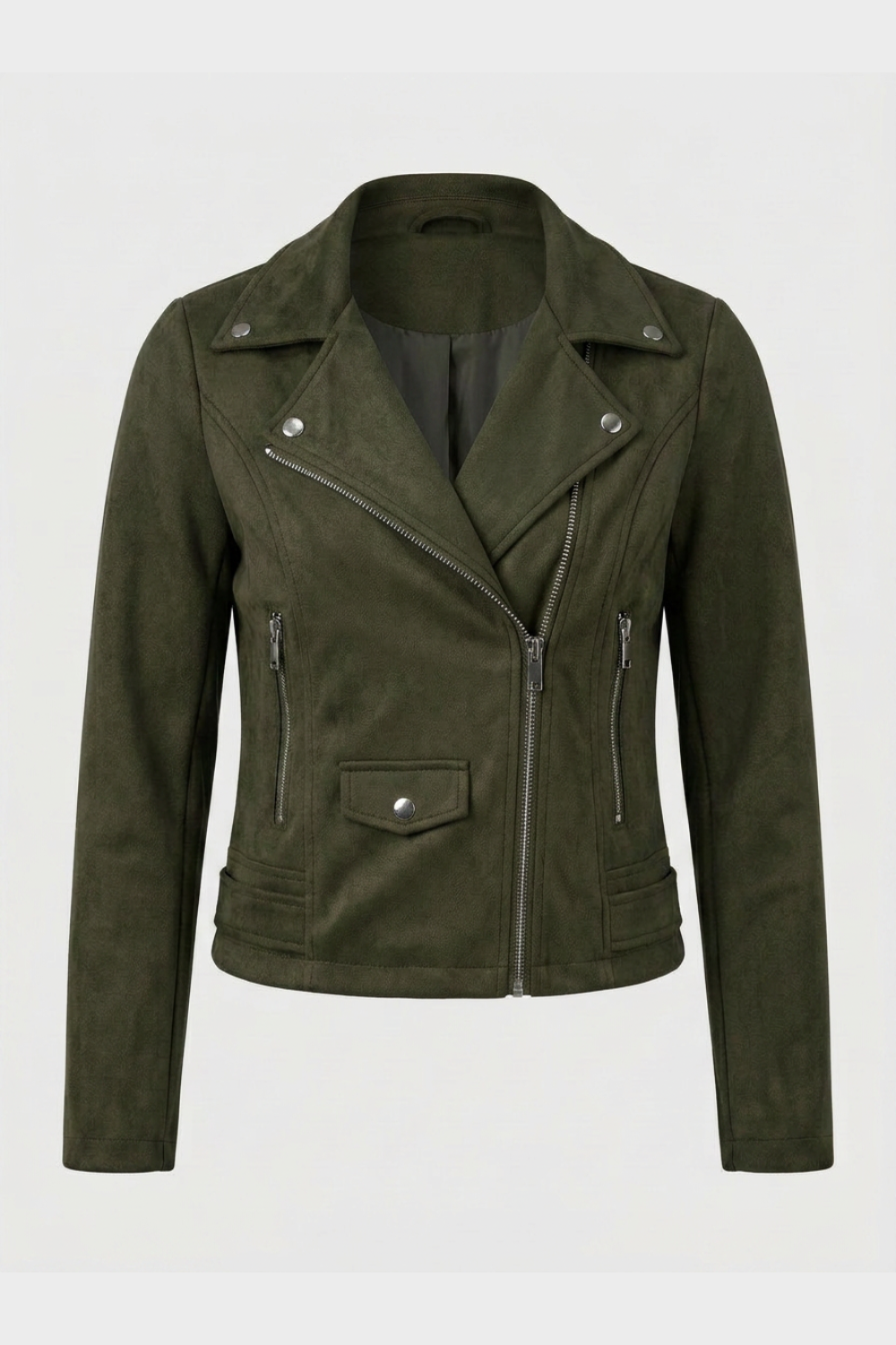 Women's Leather Biker Jacket with Zip