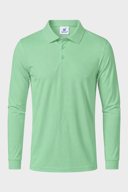 Men's Long Sleeve Polo Shirt with Button Placket