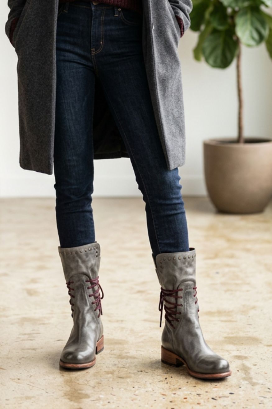 Women's Mid-Calf Lace-Up Boots | Low Block Heel