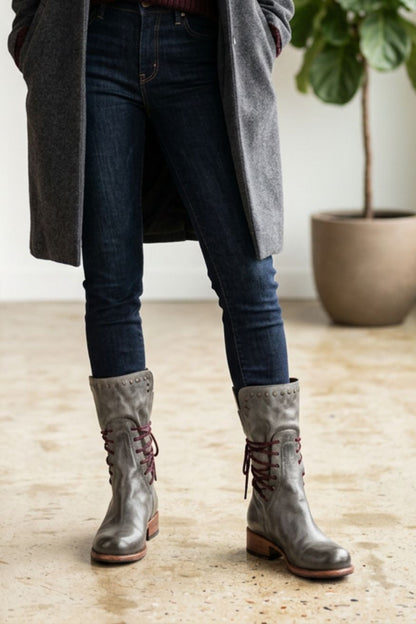Women's Mid-Calf Lace-Up Boots | Low Block Heel
