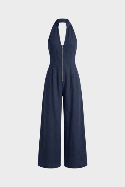 Women's Zip-Front Jumpsuit | Halter