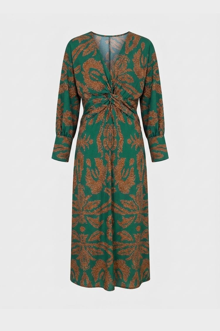 Midi Dress for Women in Wrap Style with V-Neck