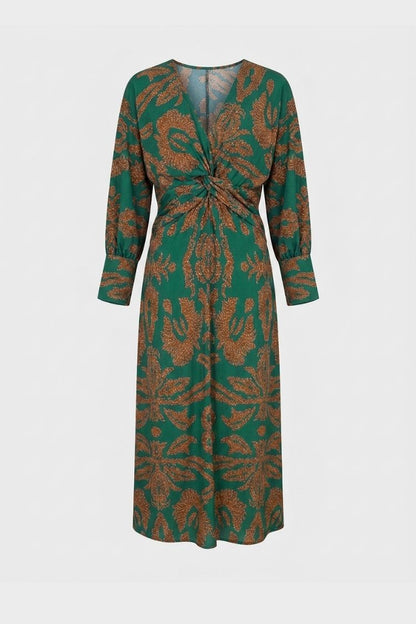 Midi Dress for Women in Wrap Style with V-Neck