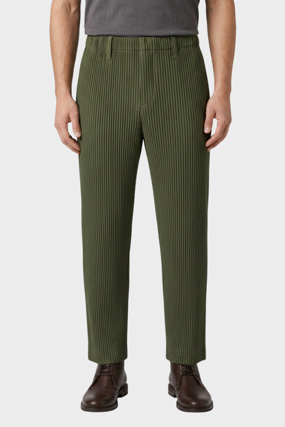 Men's Trousers with Elastic Waistband, Straight Cut, Ribbed