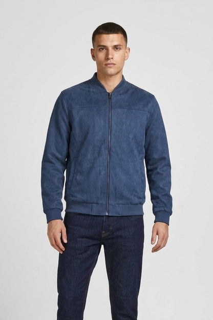 Men's Jacket with Zip and Stand-Up Collar