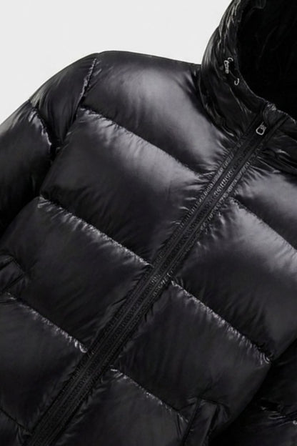Women's Shiny Puffer Jacket | Hooded Design