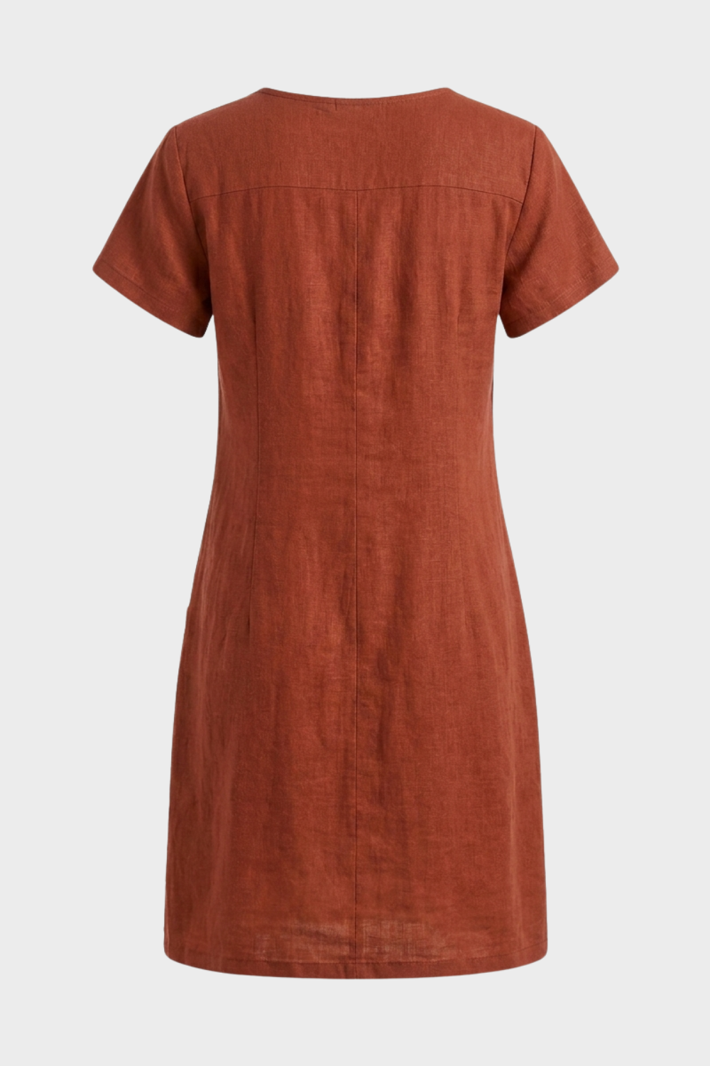 Women's Linen-Look Shift Dress | Zip Neck