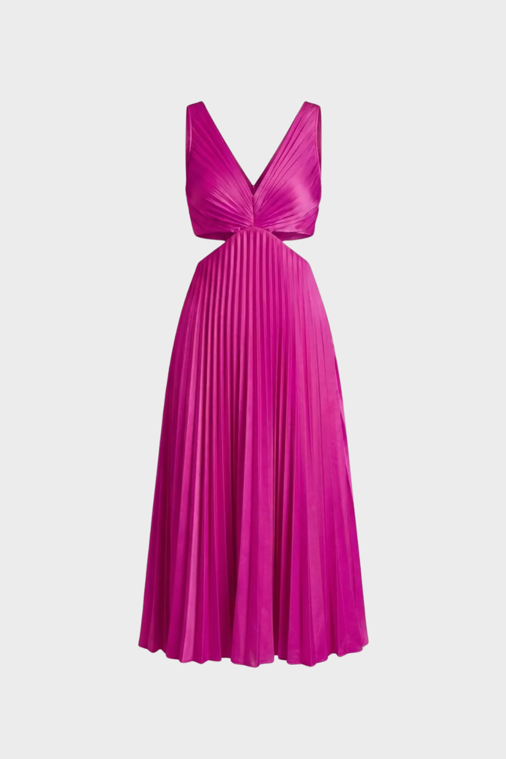 Maxi Dress for Women with Pleats and V-Neck