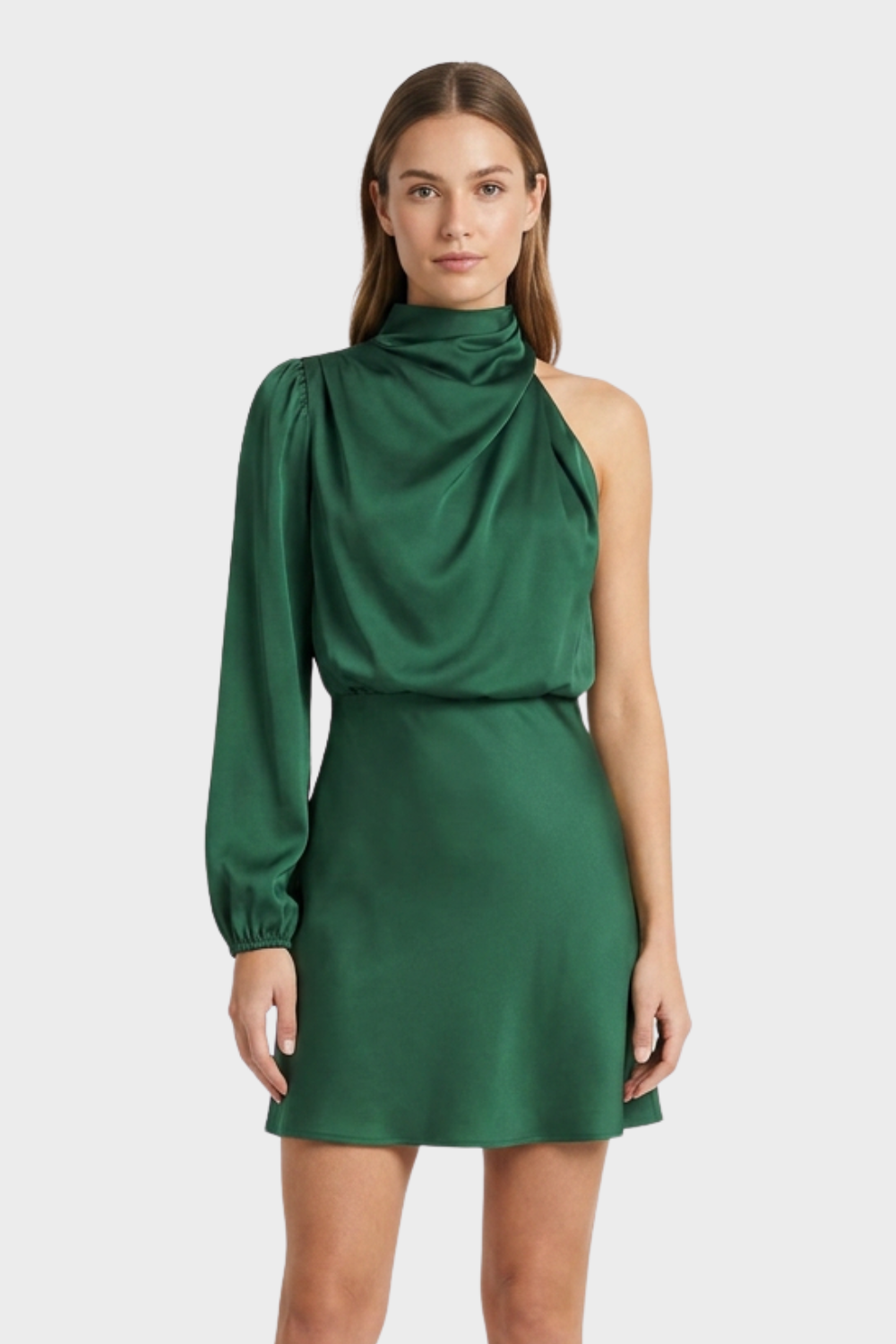 Women's Long Sleeve Dress with Stand-Up Collar