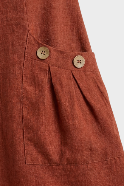 Women's Linen-Look Shift Dress | Zip Neck