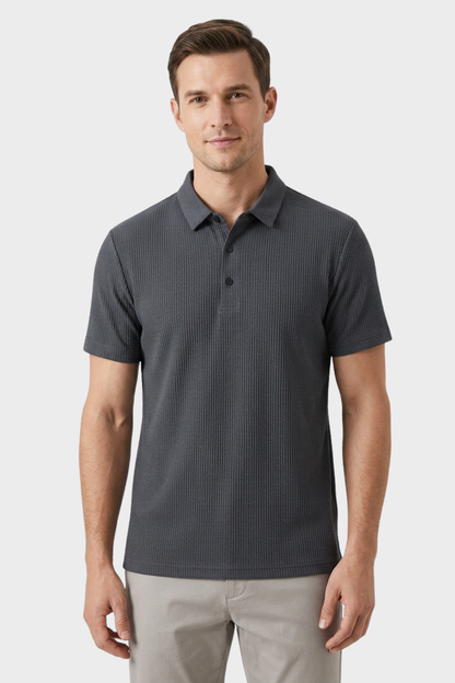 Men's Short Sleeve Polo Shirt with Button Placket