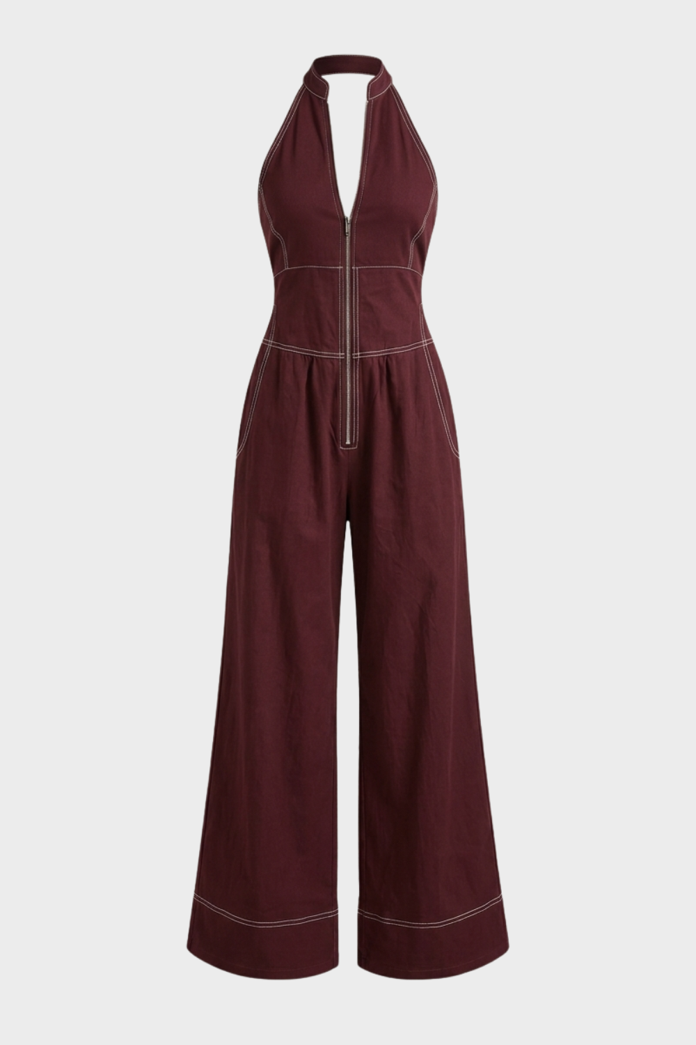 Women's Zip-Front Jumpsuit | Halter
