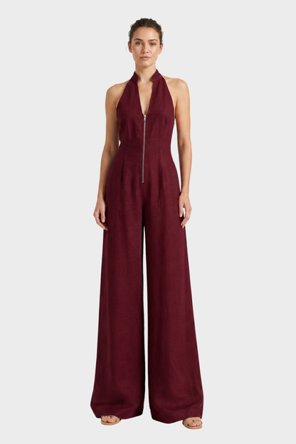 Women's Zip-Front Jumpsuit | Halter