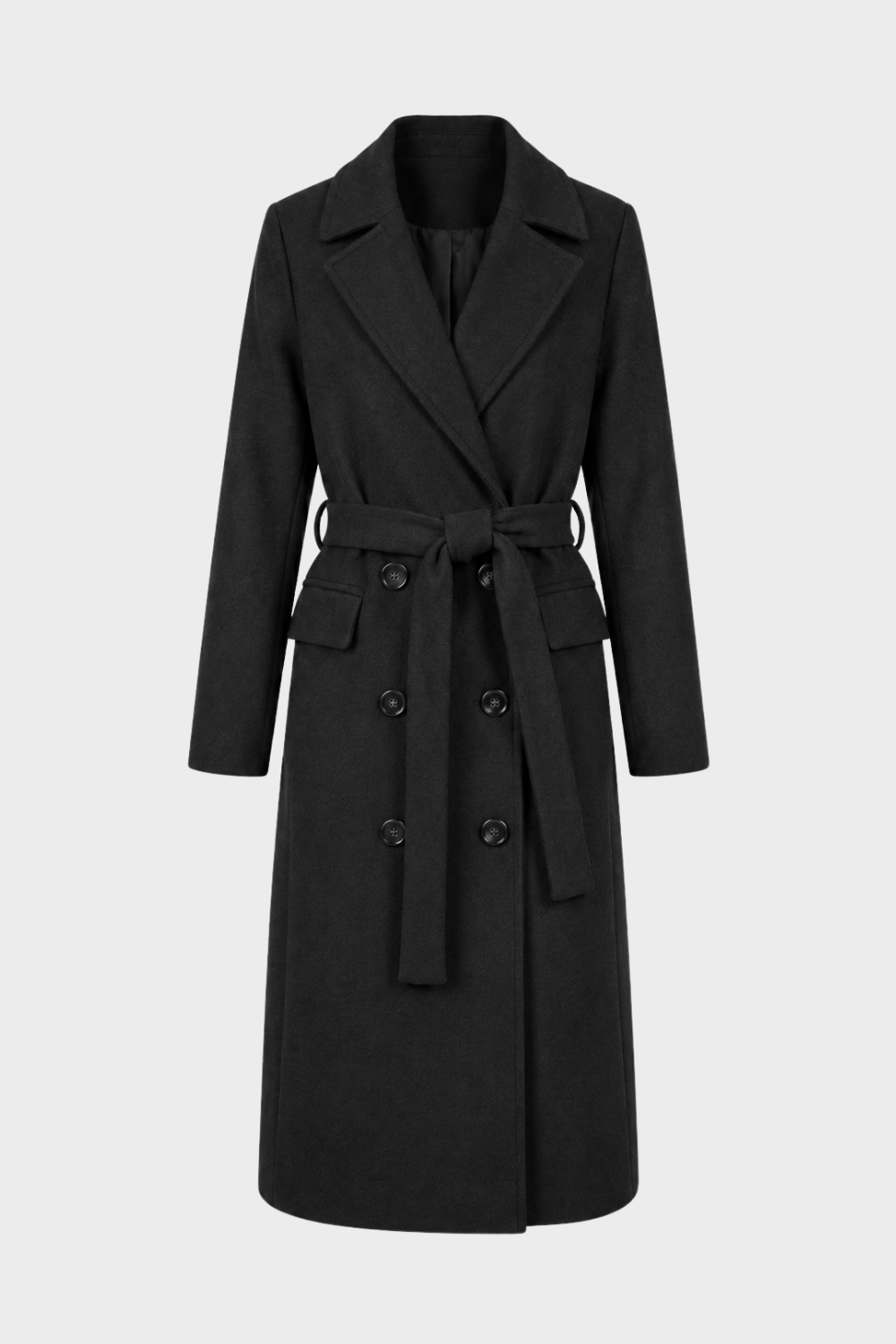 Women's Coat with Belt and Notched Collar